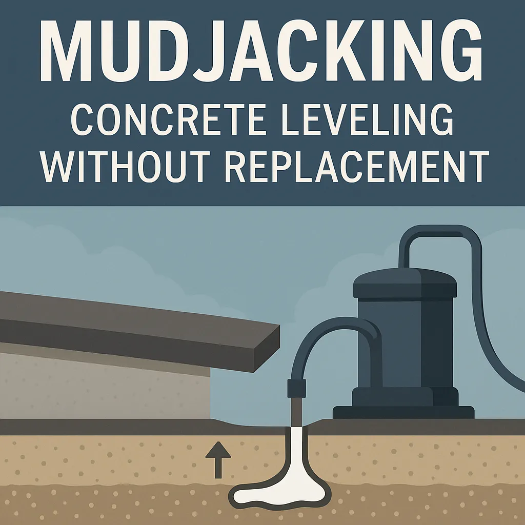 Mudjacking service illustration showing concrete leveling without full replacement
