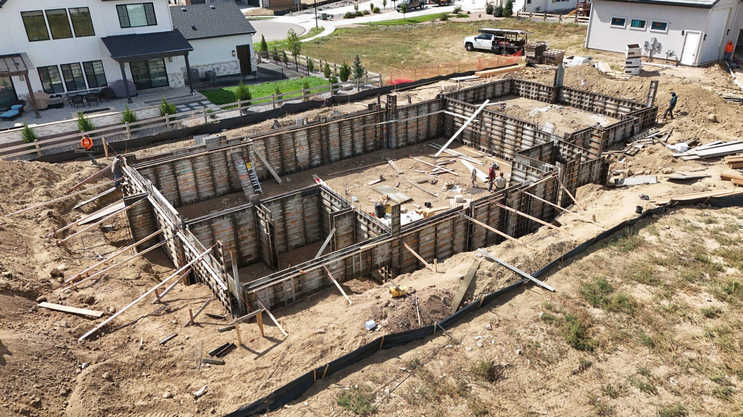 New foundation construction in Westminster Colorado by Fort August Foundation with foundation forming and site preparation for structural support