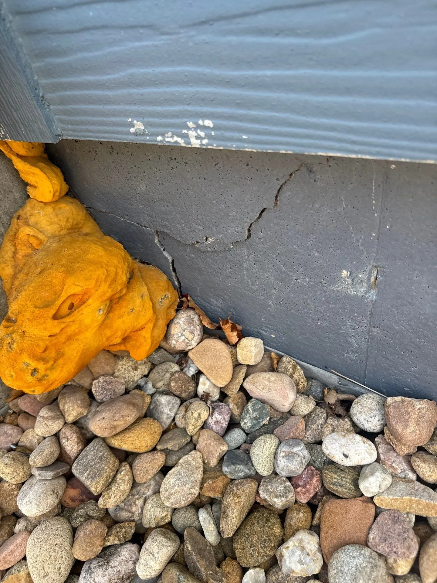 Exterior foundation crack in Berthoud Colorado inspected by Fort August Foundation for settlement issues and foundation stabilization needs.